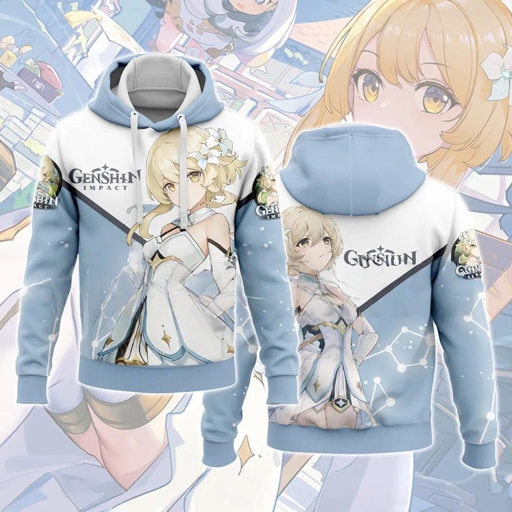 Felpe Cosplay Genshin Impact Felpe con Stampa 3D Uomo Donna Moda Casual Felpe Oversize Felpa con Cappuccio Pullover Tuta