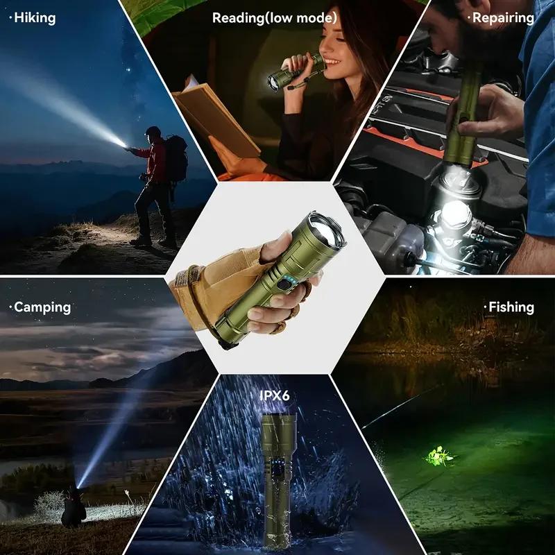 2503 Rechargeable Tactical LED Flashlight 5000 LM Super Bright Zoom Aluminum Alloy Torch Light for Camping/Hiking/Emergency Gear