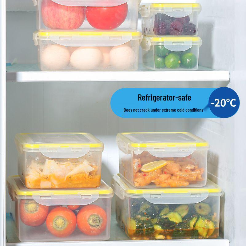 Microwave-Safe Rectangular Plastic Bento Box with Lid for Fresh Storage