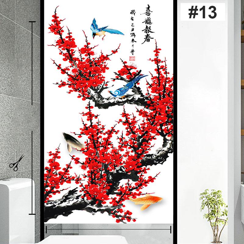 Fensterfolie im chinesischen Tintenstil, Pflaumenblüte, Orchidee, Bambus, Chrysanthemenkultur, Sichtschutzfolie, statisch haftender Glasaufkleber
