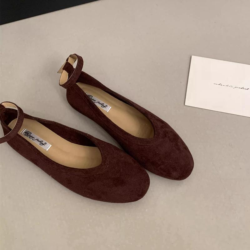 Fashion SUOJIALUN 2025 Autumn New Women Flat Shoes Fashion Round Toe Ankle Starp Ladies Mary Jane Shoes Soft Flat Heel Dress Boat Shoes