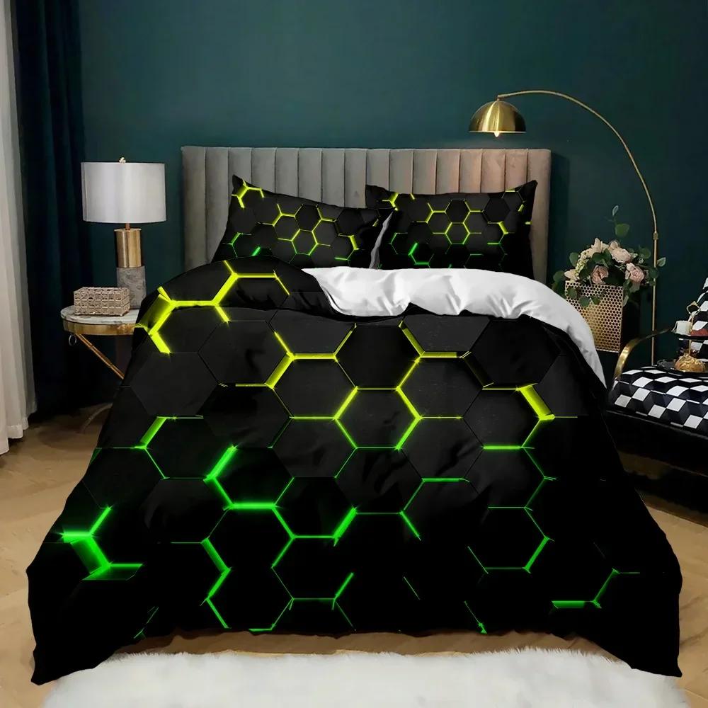 Geometric Multicolor Honeycomb Hexagon Comfortable Duvet Cover Pillowcase Bedding Set Children Bedroom Decoration Home Textile