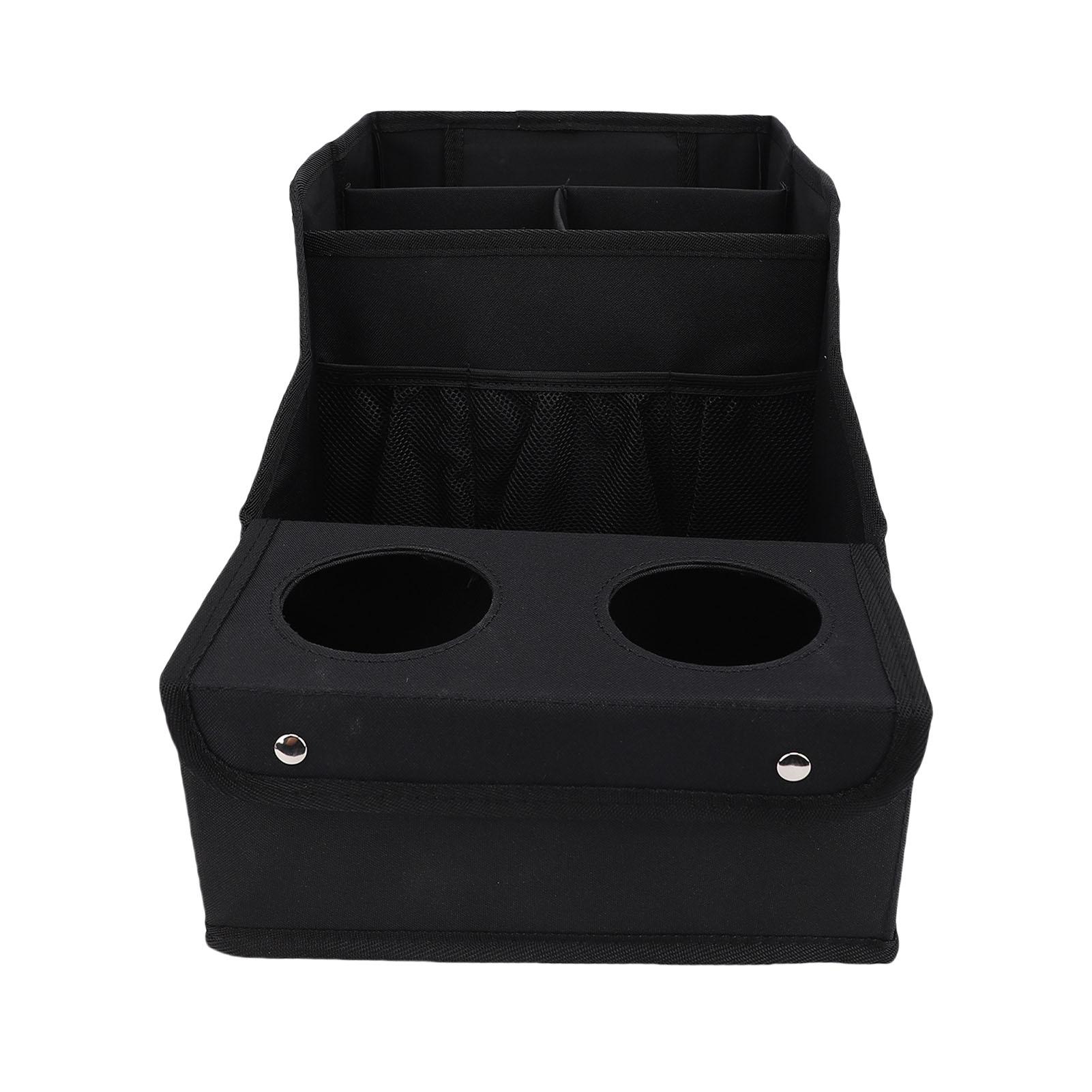

Desktop Storage Box with 4 Compartments Cup Holders Oxford Cloth Waterproof Foldable Versatile Car Seat Organizer for Household чёрный