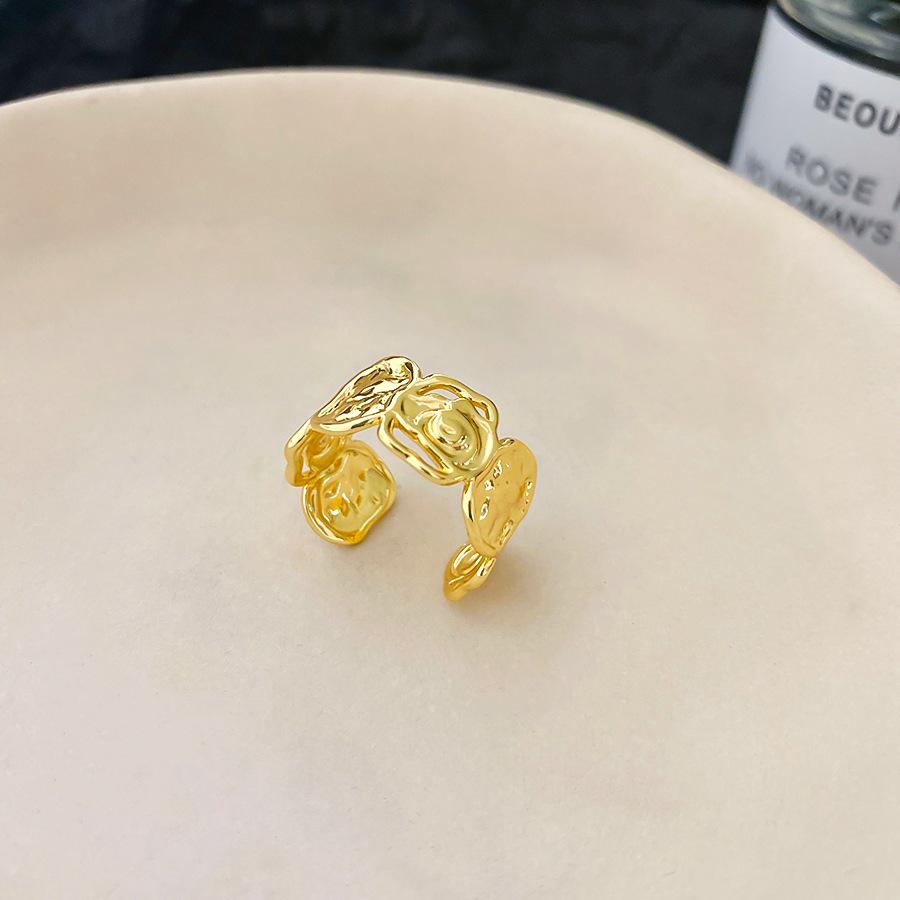 Maillard Vintage Geometric Flower Tiger's Eye Open Ring Simple Index Finger Ring Jewelry