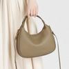Echte Rindsleder Mini Hobo Schultertasche für Damen Genarbtes Leder Top-Griff Crossbody-Tasche mit Beschlägen Unterarmtaschen