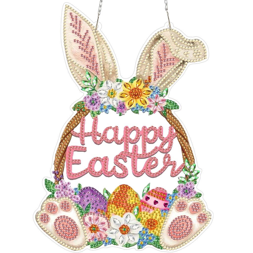 Easter 2D/Flat DIY Acrylic Special Shape Hanging Gem Art Paintings Charm Single Side Drill Diamond Painting Hanging Pendant