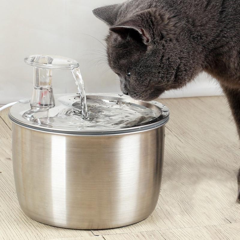 Pet Water Dispenser 304 Stainless Steel Automatic Circulation Water Fountain Cat Dog Drinking
