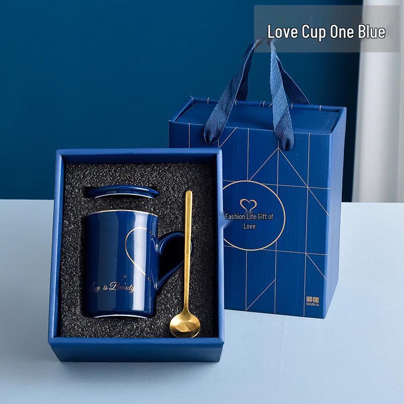 Wutuo Ceramic Couple Gift Mugs with Lids