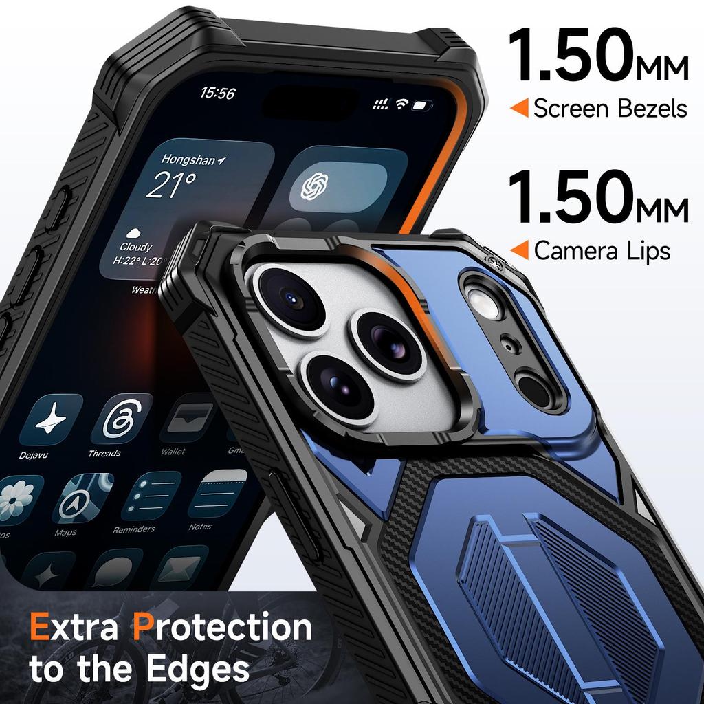 Military-Grade Drop-Proof Phone Case with Stand for Apple 17 Pro Max and 16 Pro Max