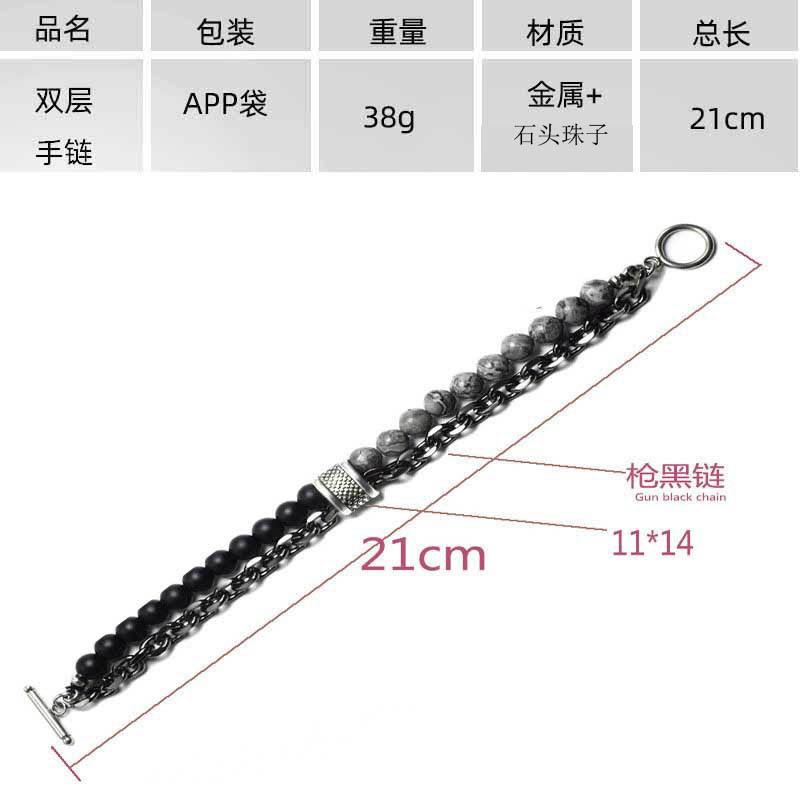 New Natural Blue Tiger Eye Gemstone Fashion Jewelry Natural Stone Men Beaded Bracelet Stainless Steel Metal Chain Bracelet