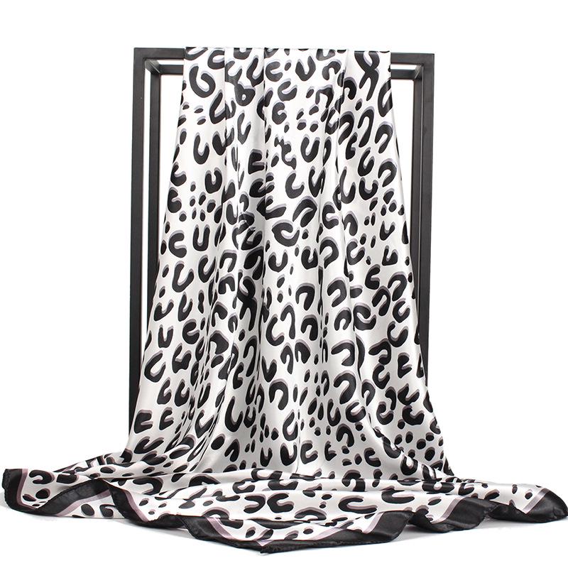 

Women Silk Scarf Square Bandana Design Brand Headband Female Satin Hijab Shawl Wrap Kerchief Chain Print Foulard Tudung BAWAL 90x90cm
