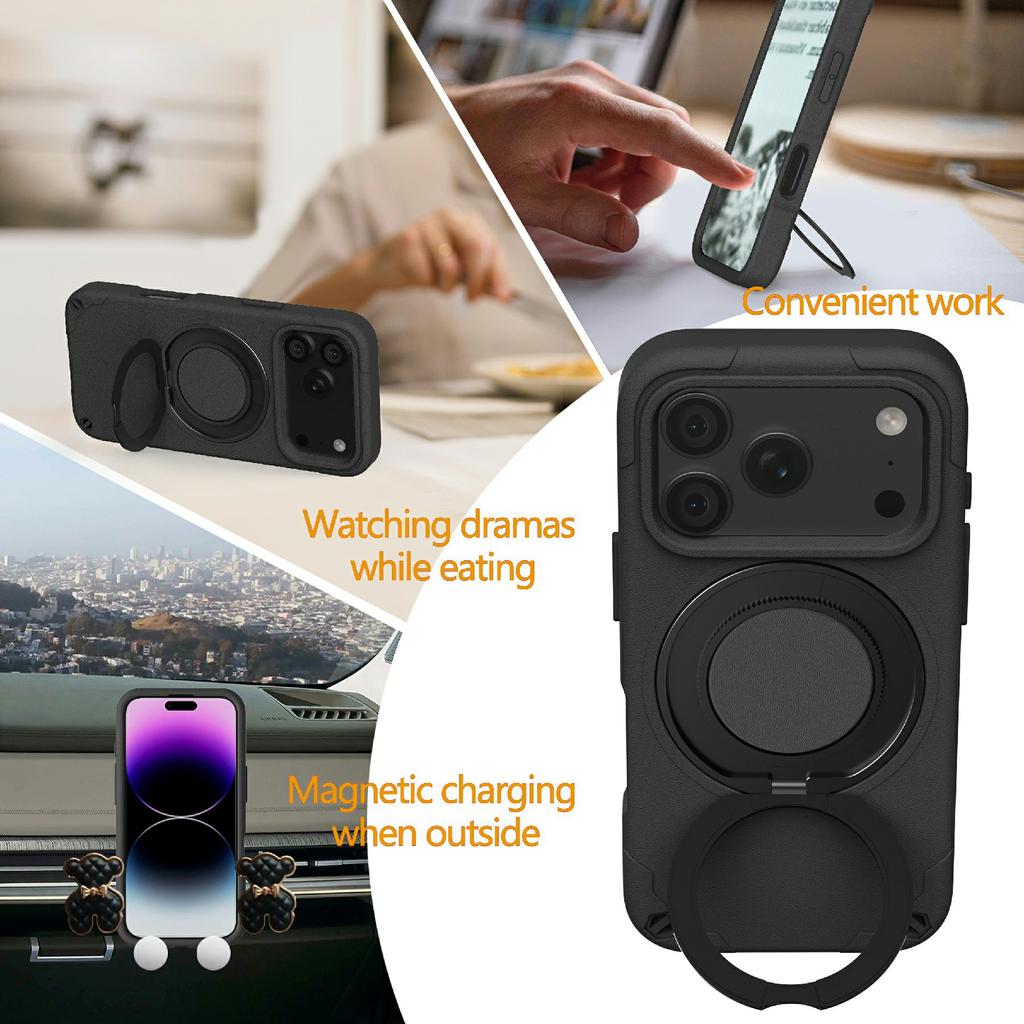 For iPhone 17 Pro EVA Phone Case Compatible with MagSafe Kickstand Protective Cover