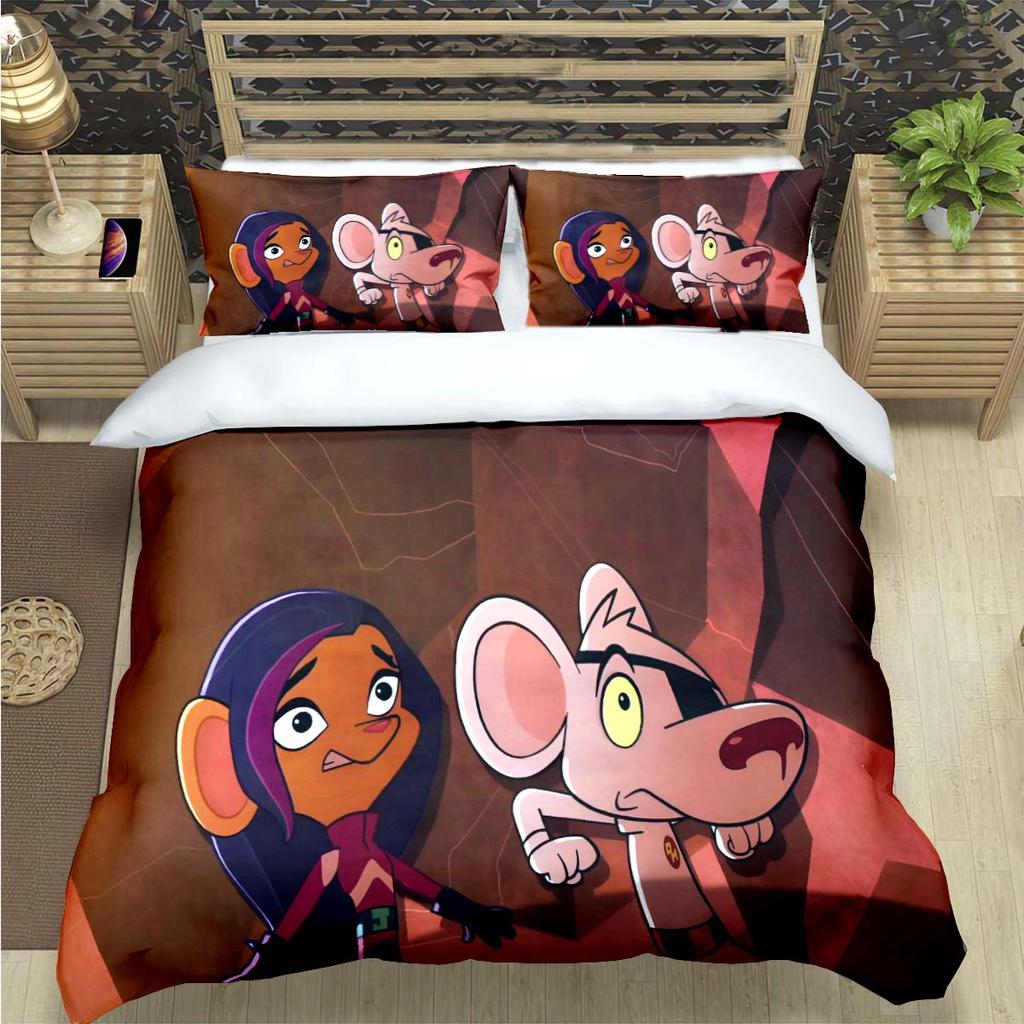 Popular Cartoon D-Danger Mouse Print Bedding Sets Bed Supplie Set  Comforter Set  Teens Girls Twin Single Kid Gift