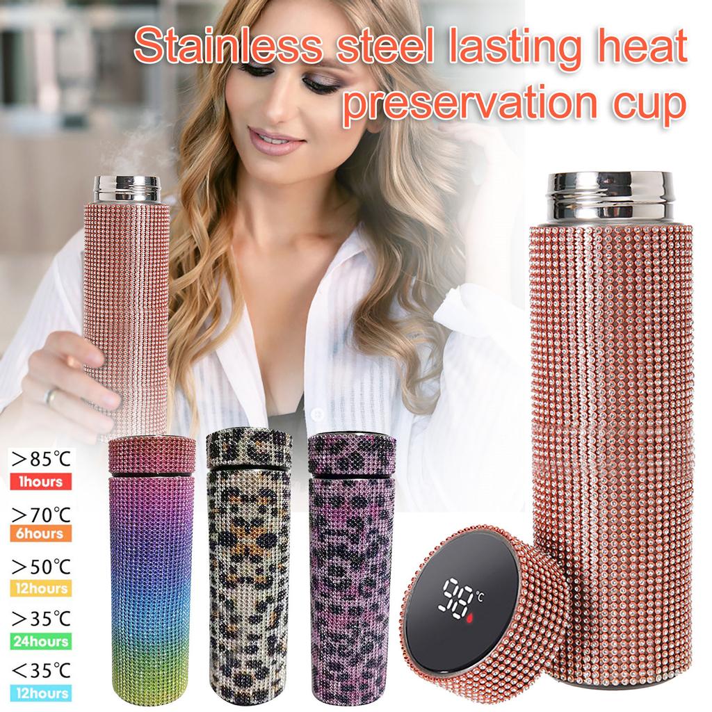 Diamond Thermo Bottle 500ml Water Bottle Stainless Steel Smart Vacuum Flask 1x