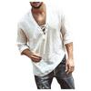 Designer Spring Summer Men's Casual Cotton Linen Solid Color Long Sleeve Shirts Loose Stand Collar Shirts