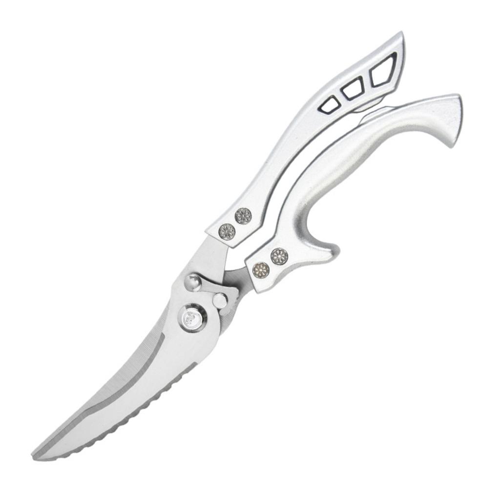 Stainless Steel Aluminum Handle All Steel Kitchen Scissors, Multifunctional And Powerful Chicken Scissors, Automaticallyhome For Cutting
