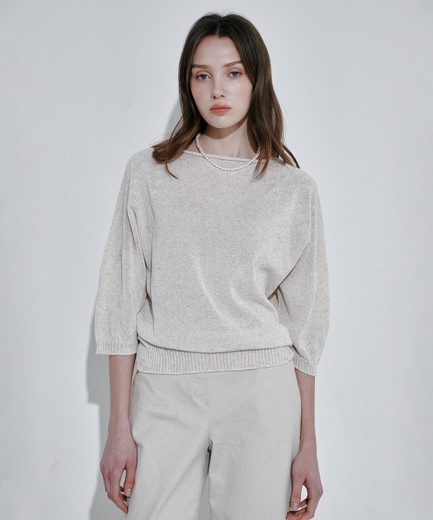 Oqual Wholegarment Linen Knit Top Indie Pink/Free