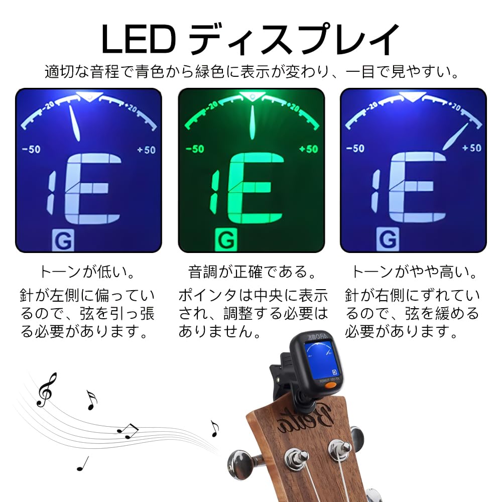 KDSSYFT Guitar Tuner, Tuning Meter, Clip-on Tuner, High Precision for Ukulele, Violin, Guitar, and Bass (Black)