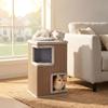 3-Tier Indoor Cat Barrel, Semi-Enclosed Cat Cave with Scratching Surfaces All Around, 2 Cat Caves