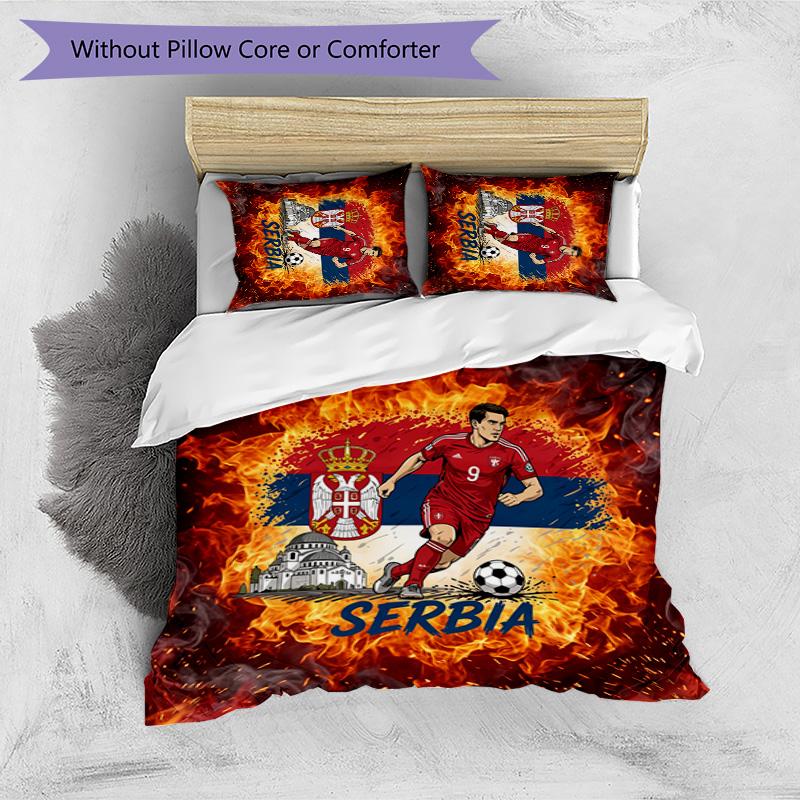 Serbia Printed Bedding 3 Piece Set Cozy Breathable Bed Cover Set as Housewarming Holiday Gift