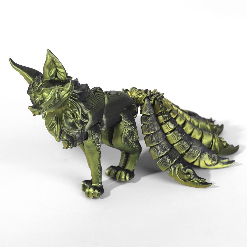 3D Printed Nine Tailed Fox Figurines Articulated Fox Figurines Flexible Joint Fox Miniatures Figurines Home Decoration Crafts