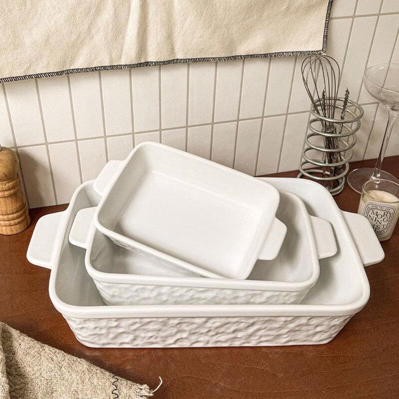 Deou Xingguang Rock Pattern Ceramic Baking Dish with Double Handles
