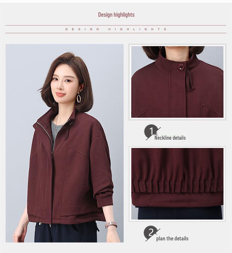 Women's Petite Stand-Up Collar Thickened Coat - 2024 Autumn/Winter Fashionable Loose Fit Casual Top