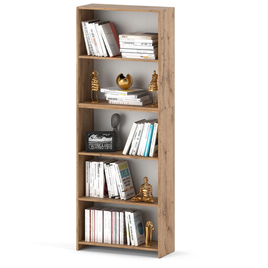 Wotan Oak Bookcase 70 CM 5 Shelves Binders Toys Loft Wooden