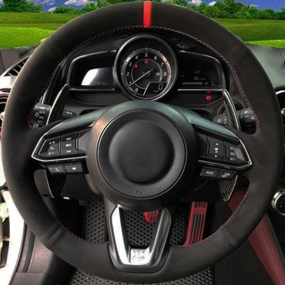 Car Steering Wheel Cover DIY Black Suede For Mazda 3 Axela 2017- Mazda 6 Atenza 2017- CX-3 CX-4 CX-5 CX-9 CX9 CX-8