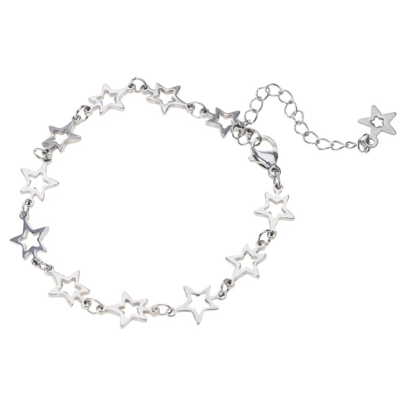 Y2K Small Five-pointed Star Bracelets for Women Girls Personality Hollow Star Bracelet Jewelry Link Chain Wristband Gift