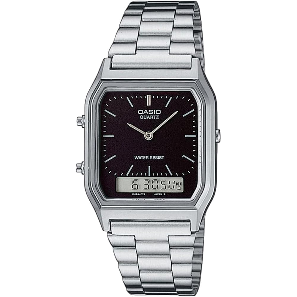 Casio Ana-Digi Vintage Series Quartz Watch AQ-230A-1DMQ Unisex Dual Time Black