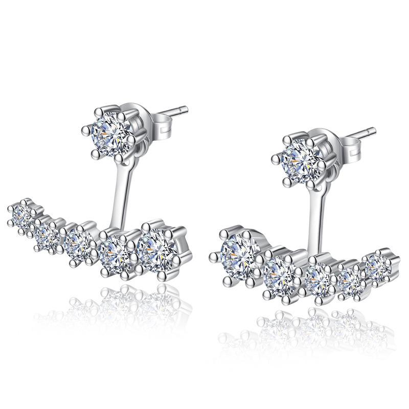 New 925 Silver Stud Earrings AAA Zircon High Quality For Women's Wedding Fine Jewelry Accessories Party Gift