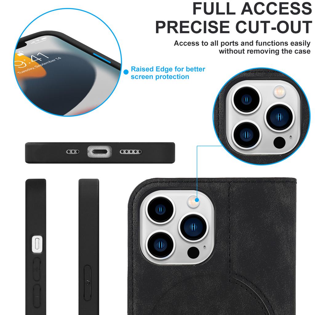 Leather Case for iPhone 15 14 Pro Max Plus Support Wireless Charging Strong Magnetic Wallet Protection Cover for Iphone 14 15