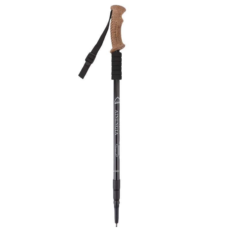 Ultra-Light Aluminum Alloy Cork Handle Shock-Absorbing Three-Section Hiking Poles