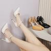 New ultra-high heel waterproof table pointed tip thin heel patent leather hollow rear strap women's shoes single shoes
