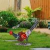 Metal Pheasant Sculpture Animal Yard Art Handcrafted Realistic Decorative Durable 26x7x7.8inch Outdoor Decoration Lawn Ornament