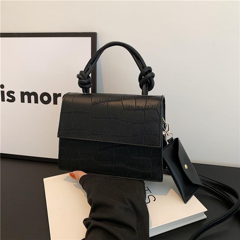 Trendy Small Square Bag Fashionable Korean Style Casual Crossbody Purse In Black And White