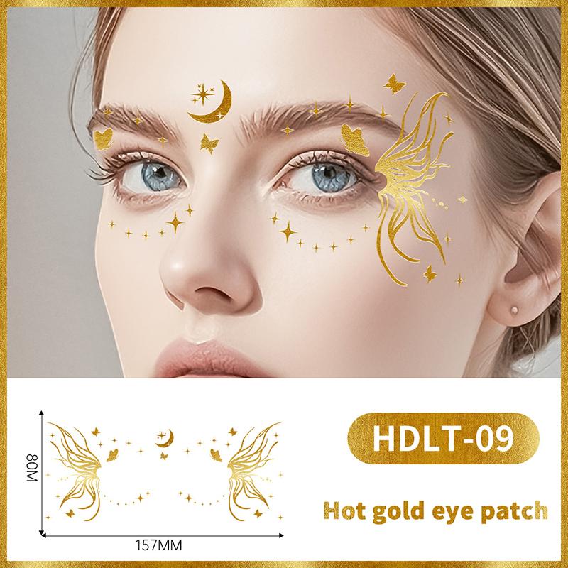 Butterfly Glitter Stickers Face Tattoo Flash Gold Temporary Metalic Tattoos Waterproof Makeup Decals For Girls Party Festival
