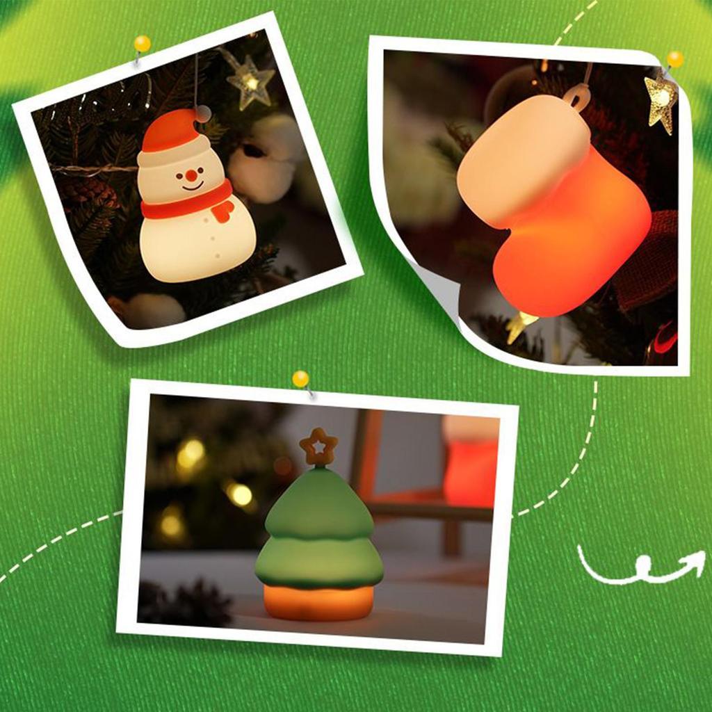 Weihnachtsdekoration Nachtlicht Niedliche Weihnachtsstrümpfe Schneemann Weihnachtsbaum Wiederaufladbar Tippsteuerung Ambientelampe Deko