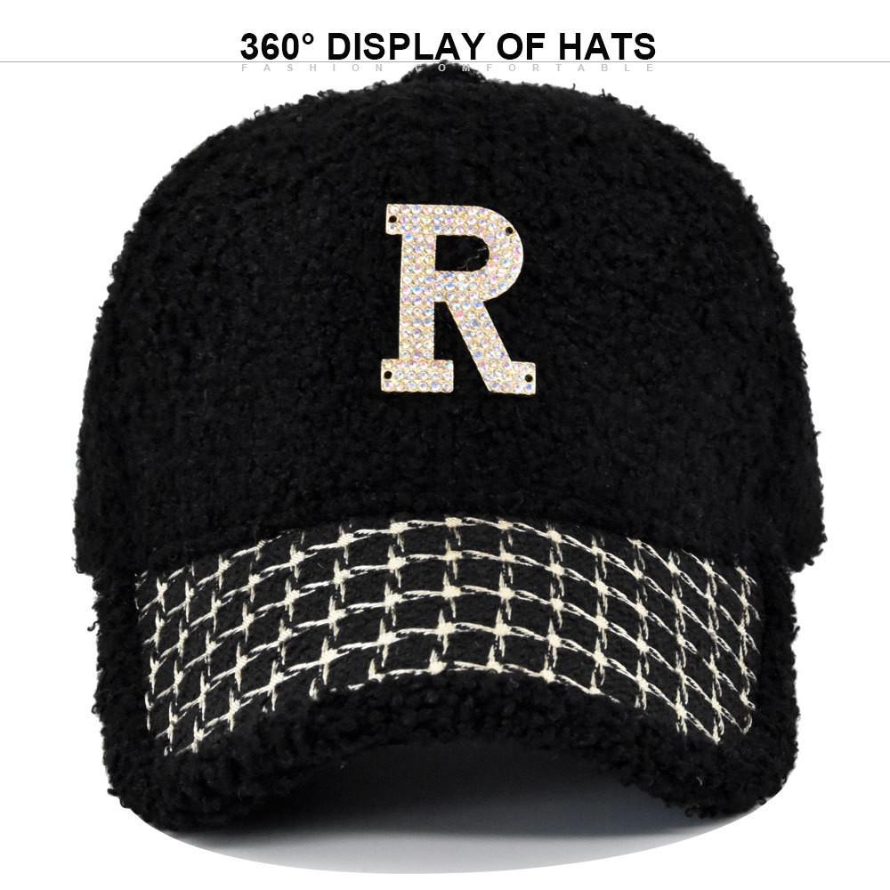 Fashionable Metal Studs Embroidered Baseball Cap Teddy Fleece Sun Hat Wholesale