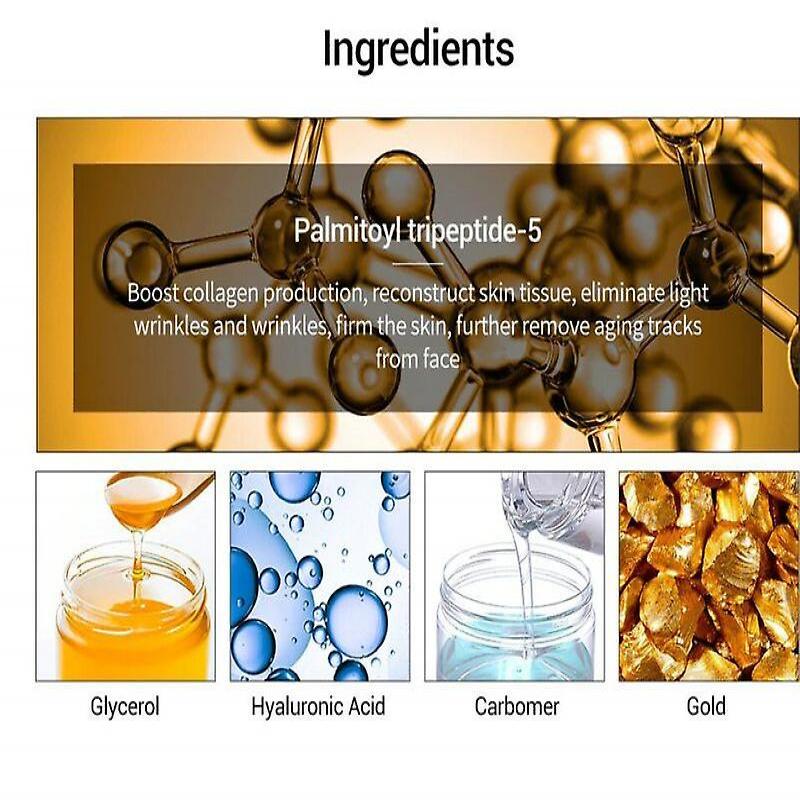 Six Peptides 24k Gold Collagen Hyaluronic Acid Anti-Aging Skin Care Serum 15ml