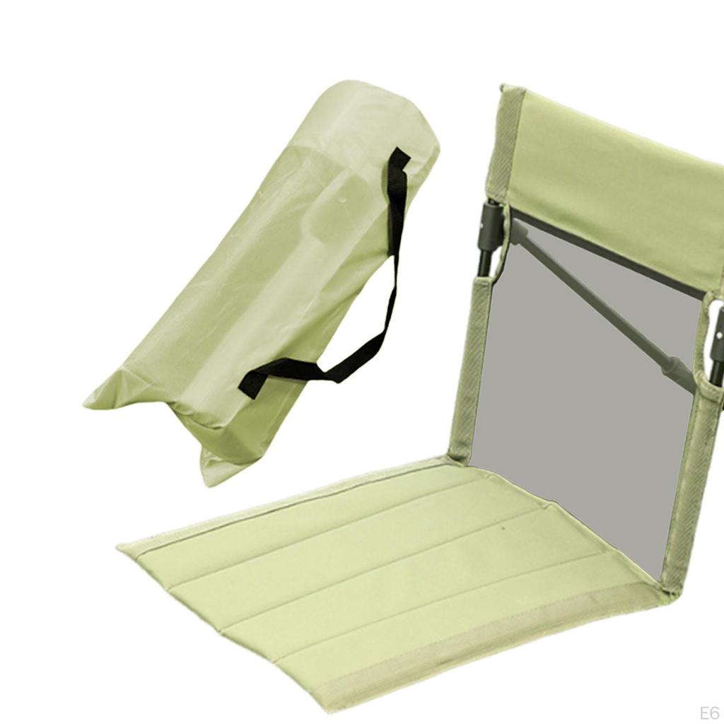 Floor Chair with Back Support Camp Bleacher Cushion Seat Pad Storage Bag Foldable Beach