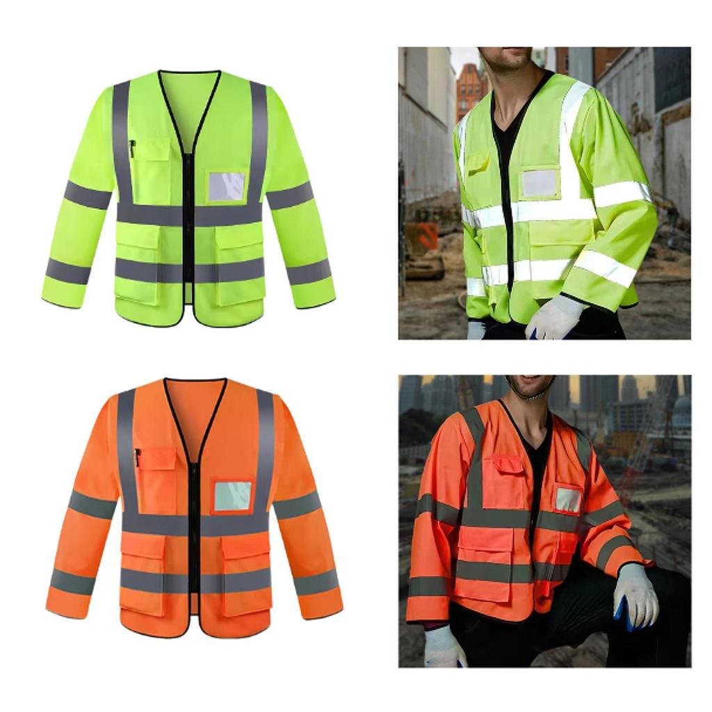 Reflective Vest Clothing Long Sleeved for Men Women Comfortable High Visibility Vest for Security Paving Traffic Landscaping