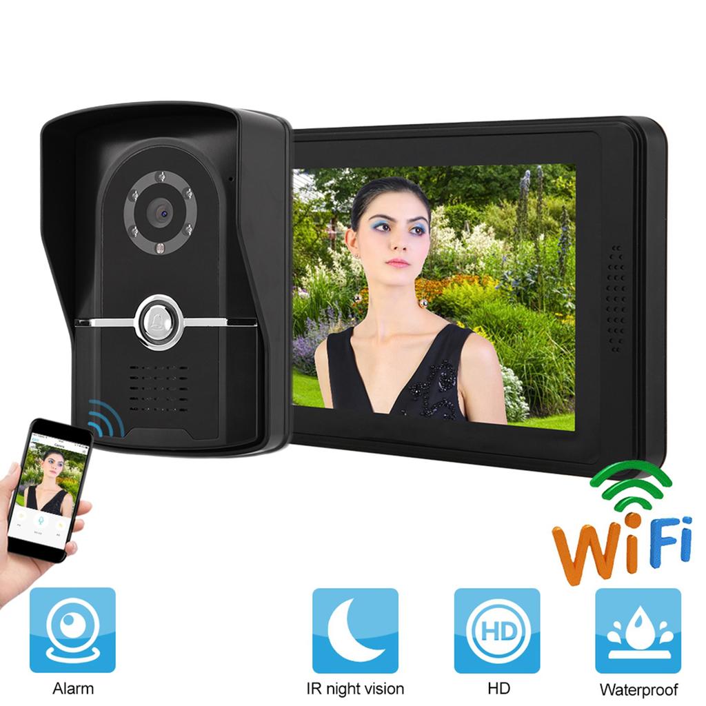7 Inch LCD Wired Video Door Phone Intercom Doorbell App Remote Unlock Entry System