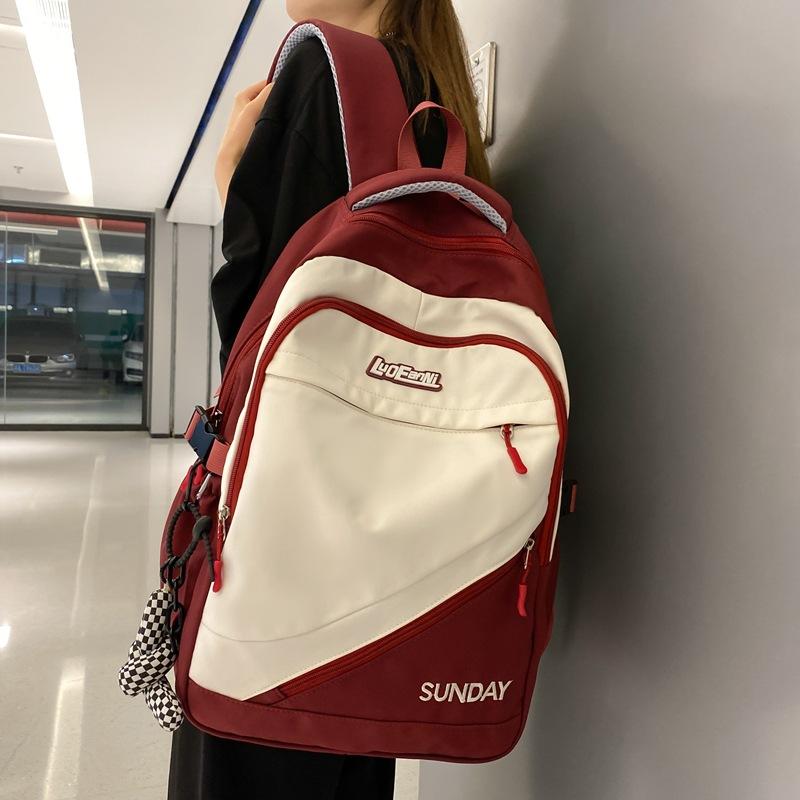 

Новый модный текстурный рюкзак летний новый контрастный цвет большой вместимости студенческий школьный рюкзак мода