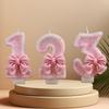 Cute Pink Bow 3D Number Cake Candles for Birthday Party Decorations Birthday Decoration Cake Decorating Tools gender reveal NONE