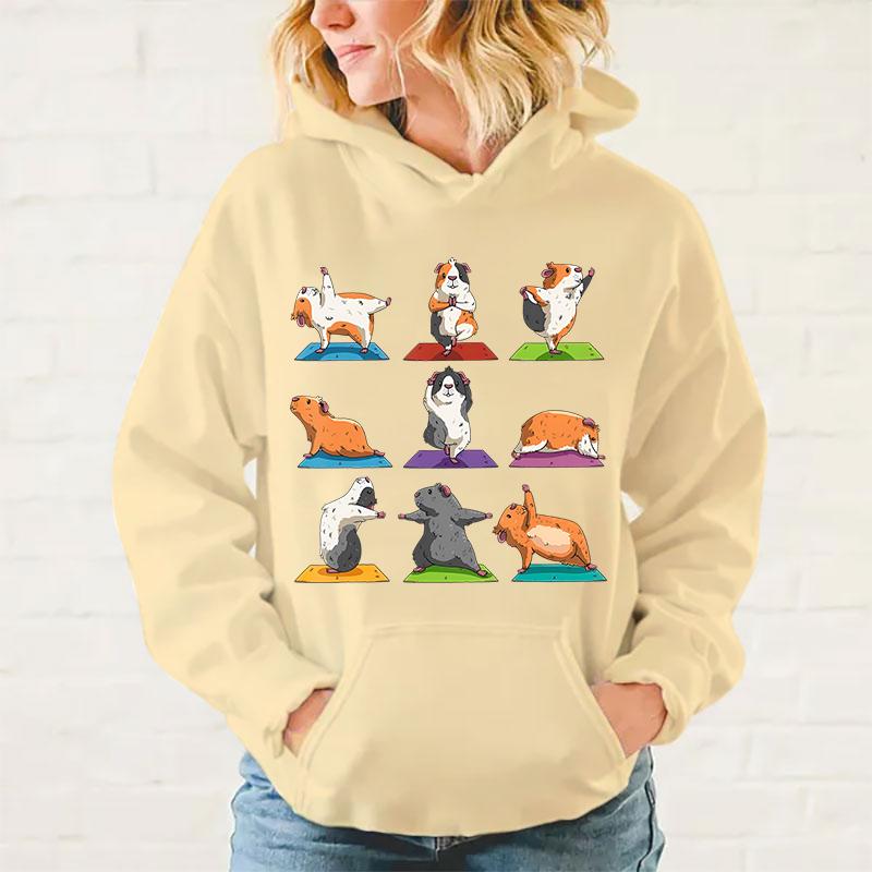New Women Men Hoodies Yoga Guinea Pig Printed Tops Casual Harajuku Sweatshirts Loose Pullover