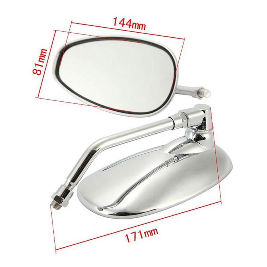 2pcs Motorcycle 10mm Thread Oval Side Mirrors Rear View Mirrors Adjustable Angle
