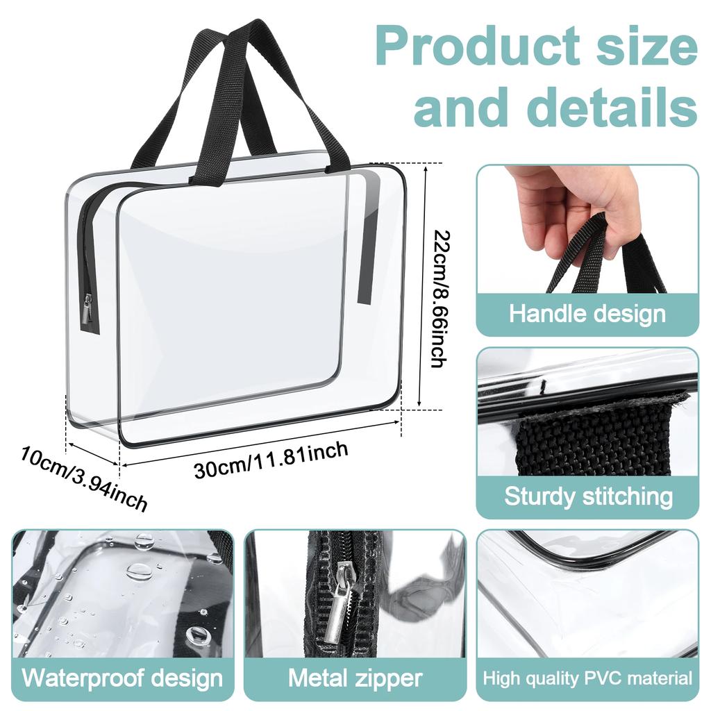 4/6 Stück PVC Make-up Aufbewahrungstaschen Tragbar Große Kapazität Wasserdicht Transparente Organizer-Tasche mit Reißverschluss für Reise Waschen Haushalt