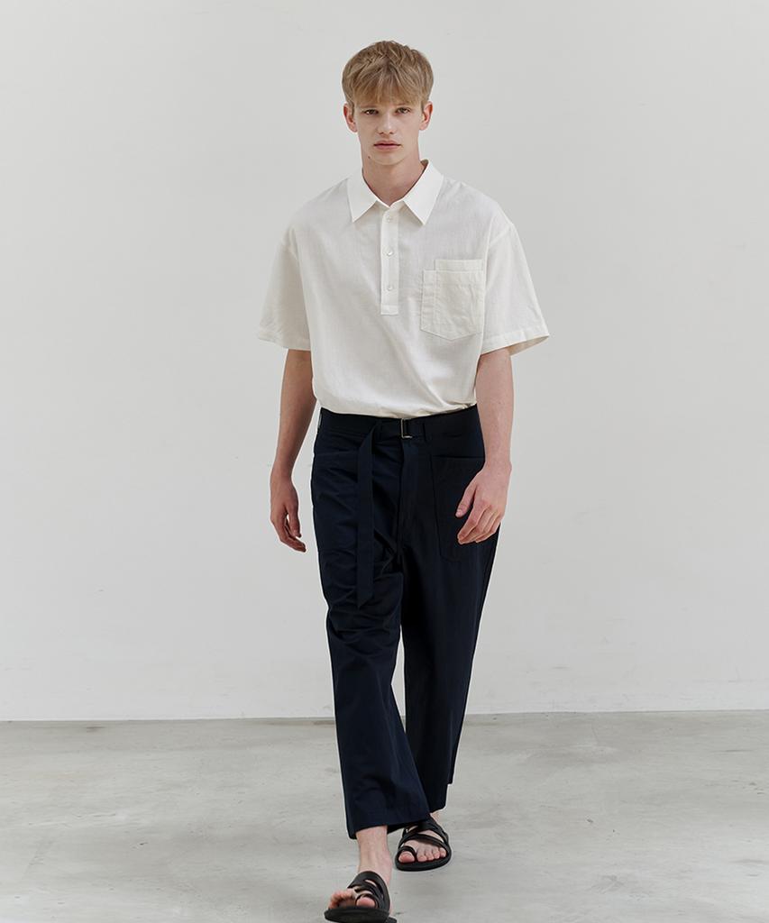 ENDOOR Belted Wide Nine Pants (Navy)